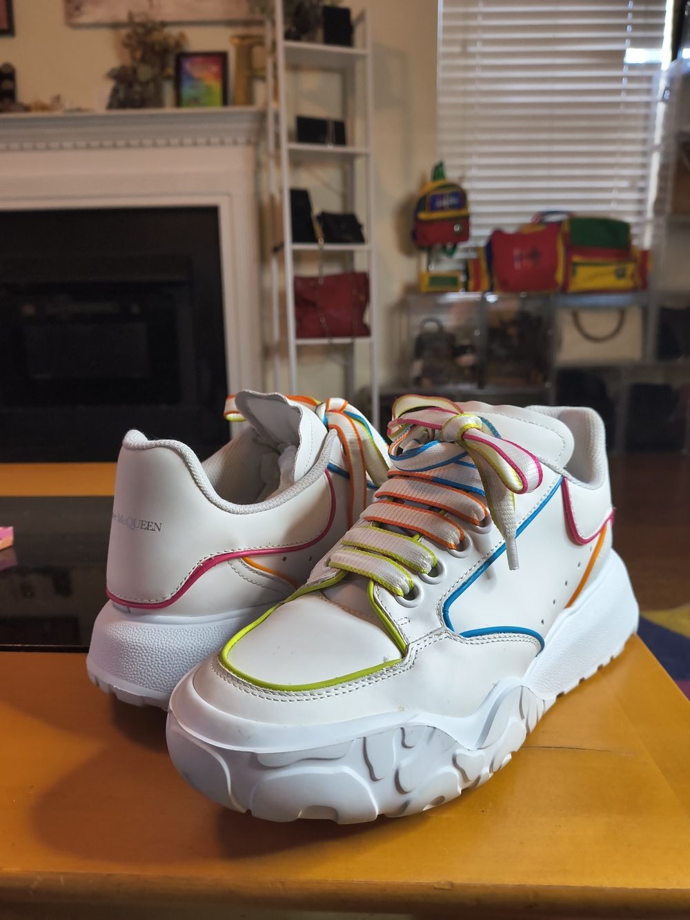 Alexander McQueen Tread Slick Multicolor Sneakers EU 38 US 8 Neon Excellent